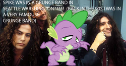 Size: 1200x630 | Tagged: safe, artist:zebediah hernandez, derpibooru import, spike, g4, '90s, alice in chains, grunge, jerry cantrell, mike starr, sean kinney, shitposting