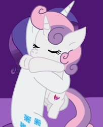 Size: 645x796 | Tagged: safe, artist:cmara, derpibooru import, rarity, sweetie belle, pony, unicorn, g4, eyes closed, female, hug, siblings, sisters