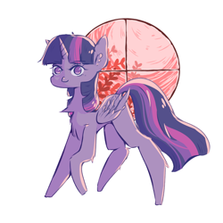 Size: 900x900 | Tagged: safe, artist:cuaaa, derpibooru import, twilight sparkle, twilight sparkle (alicorn), alicorn, pony, g4, chest fluff, female, looking at you, mare, missing cutie mark, simple background, smiling, smiling at you, solo, white background, window