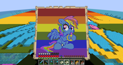 Size: 1920x1017 | Tagged: safe, artist:flutterberrypie, derpibooru import, rainbow dash, cute, minecraft, minecraft pixel art, pixel art, pride, pride flag, tongue, tongue out