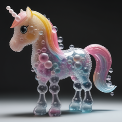 Size: 1024x1024 | Tagged: safe, ai content, derpibooru import, machine learning generated, oc, oc only, pony, unicorn, bubble, full body, generator:stable cascade, prompter:pawels, shadow, solo, unnamed oc