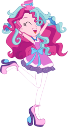 Size: 4687x8699 | Tagged: safe, artist:shootingstarsentry, derpibooru import, oc, oc:sweetie treat, equestria girls, g4, absurd resolution, clothes, dress, female, offspring, parent:cheese sandwich, parent:pinkie pie, parents:cheesepie, simple background, solo, stockings, thigh highs, transparent background