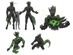 Size: 4000x3000 | Tagged: safe, artist:nsilverdraws, derpibooru import, oc, oc only, oc:villainshima, alien, anthro, original species, green changeling, male, reference sheet, simple background, solo, white background