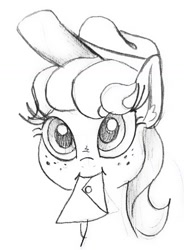 Size: 1017x1381 | Tagged: safe, artist:smirk, derpibooru import, oc, oc only, oc:wordy whispers, pegasus, pony, freckles, hat, mail, mailmare, monochrome, sketch, solo