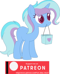 Size: 1706x2125 | Tagged: safe, artist:pure-blue-heart, derpibooru import, oc, oc only, unicorn, bag, female, horn, mare, patreon, patreon logo, patreon reward, simple background, transparent background, unicorn oc, watermark