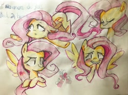 Size: 2667x2000 | Tagged: safe, artist:meowmeows, artist:meowmeows4872, derpibooru import, fluttershy, pegasus, pony, crossed arms, female, mare, multeity, so much flutter, solo, traditional art