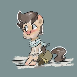 Size: 1452x1452 | Tagged: safe, artist:meowmeows, artist:meowmeows4872, derpibooru import, earth pony, pony, clothes, male, nathan drake, pants, ponified, scarf, sitting, smiling, species swap, stallion, uncharted