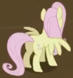 Size: 106x113 | Tagged: safe, derpibooru import, screencap, fluttershy, pegasus, pony, g4, season 2, the return of harmony, butt, cropped, discorded, female, flutterbitch, fluttercruel, high angle, mare, picture for breezies, plot, solo, spread wings, standing, wings