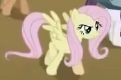 Size: 121x80 | Tagged: safe, derpibooru import, screencap, fluttershy, pegasus, pony, g4, season 2, the return of harmony, cropped, discorded, eyebrows, female, flutterbitch, fluttercruel, high angle, mare, offscreen character, picture for breezies, raised eyebrow, spread wings, walking, wings