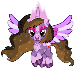 Size: 559x516 | Tagged: safe, artist:noi kincade, derpibooru import, oc, oc:princess kincade, alicorn, pony, g4, crown, female, flying, happy, jewelry, regalia, simple background, solo, transparent background