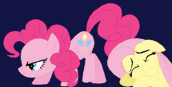 Size: 597x303 | Tagged: safe, artist:jadeharmony, derpibooru import, fluttershy, pinkie pie, earth pony, pegasus, g4, female, mare, protecting