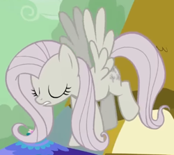 Size: 429x382 | Tagged: safe, derpibooru import, screencap, fluttershy, pegasus, pony, g4, season 2, the return of harmony, cropped, discorded, eyes closed, female, flutterbitch, fluttercruel, flying, mare, solo