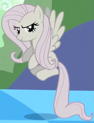 Size: 461x599 | Tagged: safe, derpibooru import, screencap, fluttershy, pegasus, pony, g4, season 2, the return of harmony, cropped, discorded, evil grin, female, flutterbitch, fluttercruel, flying, grin, mare, smiling, solo