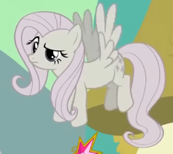 Size: 325x288 | Tagged: safe, derpibooru import, screencap, fluttershy, pegasus, pony, g4, season 2, the return of harmony, confused, cropped, discorded, eyebrows, female, flutterbitch, fluttercruel, flying, looking at someone, mare, raised eyebrow, solo