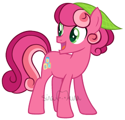 Size: 1441x1384 | Tagged: safe, artist:sinamuna, derpibooru import, oc, oc only, oc:frazzle dazzle jasper pie, earth pony, pony, au:mewverse next gen, bandana, base used, base:selenaede, curly hair, cutie mark, green eyes, happy, headkerchief, male, next generation, parent:cheerilee, parent:pinkie pie, pink hair, simple background, solo, stallion, transparent background