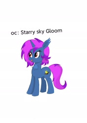 Size: 1357x1920 | Tagged: safe, artist:littlezhao, derpibooru import, oc, oc only, oc:starry sky gloom, bat pony, hybrid, unicorn, bat pony oc, bat pony unicorn, horn, red eyes, simple background, solo, white background