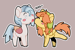Size: 1280x851 | Tagged: safe, artist:cloud-fly, derpibooru import, oc, oc only, pegasus, pony, chibi, kissing, simple background