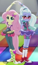 Size: 378x647 | Tagged: safe, derpibooru import, screencap, fluttershy, sugarcoat, dance magic, equestria girls, spoiler:eqg specials, cropped, dance magic (song)