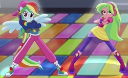 Size: 926x568 | Tagged: safe, derpibooru import, screencap, lemon zest, rainbow dash, dance magic, equestria girls, spoiler:eqg specials, cropped, dance magic (song)