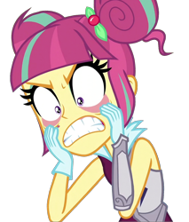 Size: 1224x1440 | Tagged: safe, derpibooru import, edit, edited screencap, screencap, sour sweet, human, equestria girls, g4, angry, background removed, hand on face, png, shadowbolts, simple background, solo, transparent background