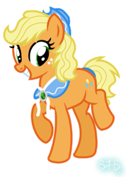 Size: 383x538 | Tagged: safe, artist:baconforbreakfast426, derpibooru import, applejack, earth pony, g4, hat, pinkie pie's cutie mark, simple background, solo, swapped cutie marks, transparent background, wrong cutie mark