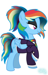 Size: 566x878 | Tagged: safe, artist:baconforbreakfast426, derpibooru import, rainbow dash, pegasus, g4, eyeshadow, makeup, ponytail, rainbow dash always dresses in style, rarity's cutie mark, solo, swapped cutie marks, wrong cutie mark