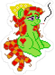 Size: 610x840 | Tagged: safe, artist:dhm, derpibooru import, tree hugger, pony, /mlp/, drugs, joint, marijuana, pixel art, pixelcanvas, smoking, solo