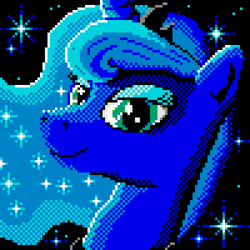 Size: 800x800 | Tagged: safe, artist:dhm, derpibooru import, princess luna, pony, /mlp/, looking at you, pixel art, pixelcanvas, solo, stars