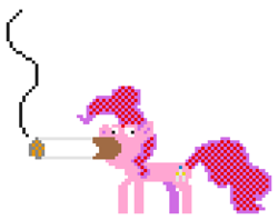 Size: 957x759 | Tagged: safe, artist:dhm, derpibooru import, pinkie pie, pony, /mlp/, cigarette, derp, gentlemen, pixel art, pixelcanvas, smoking, solo