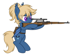 Size: 4318x3225 | Tagged: safe, artist:equestria secret guard, derpibooru import, oc, oc:sadie angela, bat pony, pony, bat pony oc, bat wings, bipedal, female, gun, kar98k, mare, pony oc, rifle, simple background, sniper rifle, transparent background, weapon, wings