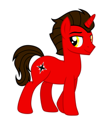 Size: 4293x4747 | Tagged: safe, artist:equestria secret guard, derpibooru import, oc, oc only, oc:dark star, oc:友谊领主暗星, pony, unicorn, high res, horn, looking back, male, not nazi, red and black oc, simple background, smiling, solo, stallion, transparent background, unicorn oc