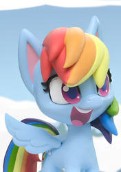 Size: 762x1080 | Tagged: safe, derpibooru import, edit, edited screencap, screencap, rainbow dash, pegasus, pony, g4, g4.5, my little pony: stop motion short, cute, ice, lake, smiling, snow, solo, water