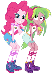 Size: 769x1080 | Tagged: safe, artist:josephpatrickbrennan, derpibooru import, lemon zest, pinkie pie, human, equestria girls, g4, legend of everfree, camp everfree outfits