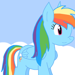 Size: 684x678 | Tagged: safe, artist:cmara, derpibooru import, rainbow dash, pegasus, g4, cloud, female, solo