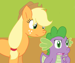 Size: 959x815 | Tagged: safe, artist:cmara, derpibooru import, applejack, spike, dragon, earth pony, g4