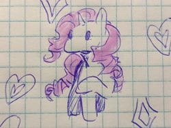 Size: 2048x1542 | Tagged: safe, artist:enjoy_mayer, derpibooru import, rarity, pony, unicorn, g4, cute, graph paper, heart, irl, marker drawing, no mouth, pen drawing, photo, raised hoof, raised leg, raribetes, solo, stars, traditional art