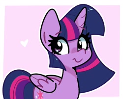 Size: 1973x1606 | Tagged: safe, artist:kindakismet, derpibooru import, twilight sparkle, twilight sparkle (alicorn), alicorn, pony, g4, abstract background, heart, passepartout, solo