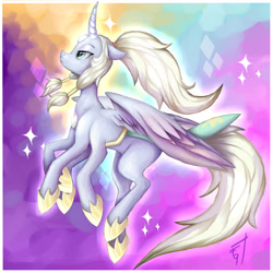 Size: 1133x1133 | Tagged: safe, artist:wallvie, derpibooru import, alicorn, pony, female, mare, opal (steven universe), ponified, six-legged pony, solo, species swap, steven universe