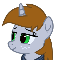 Size: 2000x2000 | Tagged: safe, derpibooru import, oc, oc only, oc:littlepip, pony, unicorn, fallout equestria, brown hair, brown mane, freckles, green eyes, vector