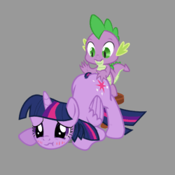 Size: 800x800 | Tagged: safe, artist:age3rcm, derpibooru import, spike, twilight sparkle, alicorn, dragon, pony, :t, animated, blushing, butt, butt bongo fiesta, duo, embarrassed, face down ass up, female, male, mare, plot, spanking, tail
