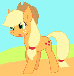 Size: 954x976 | Tagged: safe, artist:cmara, derpibooru import, earth pony, pony, g4, applejack's hat, clothes, cowboy hat, female, hat, solo