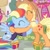 Size: 1080x1080 | Tagged: safe, derpibooru import, applejack, rainbow dash, earth pony, pegasus, pony, ^^, appledash, duo, eyes closed, female, hearts and hooves day, holiday, hug, lesbian, older, older applejack, older rainbow dash, present, shipping, valentine's day