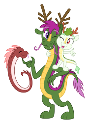 Size: 4167x5829 | Tagged: safe, artist:aleximusprime, derpibooru import, oc, oc only, oc:aster the dragon, oc:lily the dragon, oc:pansy the wyrm, dragon, fanfic:my little sister is a dragon, antlers, big brother, brother and sister, dragoness, ears, eastern dragon, eastern drake, ester dracos, facial hair, female, hair, little sister, long, long boi, long dragon, male, moustache, pet, siblings, simple background, transparent background, wyrm
