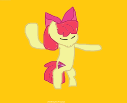 Size: 1138x928 | Tagged: safe, artist:coltfan97, derpibooru import, apple bloom, earth pony, pony, 1000 hours in ms paint, dancing, gold background, simple background, solo