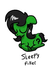 Size: 592x832 | Tagged: safe, artist:scandianon, derpibooru import, oc, oc:anon filly, ears, eyes closed, female, filly, floppy ears, foal, lying down, open mouth, ponyloaf, prone, simple background, sleeping, white background