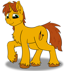 Size: 2000x2183 | Tagged: safe, artist:dsksh, derpibooru import, oc, oc only, oc:agent diego, pony, unicorn, chest fluff, ear fluff, ears, horn, looking at you, male, raised hoof, raised leg, simple background, solo, stallion, standing, transparent background, unicorn oc, unshorn fetlocks