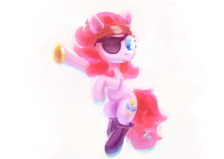 Size: 4093x2894 | Tagged: safe, artist:xallaanacyoxcyor, derpibooru import, pinkie pie, earth pony, pony, g4, bandana, boots, eyepatch, female, looking at you, mare, pirate, shoes, simple background, solo, white background