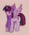 Size: 1346x1600 | Tagged: safe, artist:dariarchangel, derpibooru import, twilight sparkle, twilight sparkle (alicorn), alicorn, pony, g4, blushing, clothes, earmuffs, female, mare, palindrome get, princess, scarf, simple background, smiling, spread wings, traditional art, wings, winter outfit