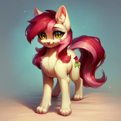 Size: 1024x1024 | Tagged: safe, ai content, derpibooru import, generator:pony diffusion v6 xl, generator:stable diffusion, machine learning generated, roseluck, cat, g4, :3, catified, chest fluff, cute, ear fluff, ears, fangs, female, fluffy, looking at you, prompter:doom9454, smiling, smiling at you, species swap, standing