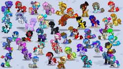 Size: 1920x1080 | Tagged: safe, artist:snowy starshine, derpibooru import, oc, oc:aurora starling, oc:bay breeze, oc:bing, oc:bizarre song, oc:blackjack, oc:blazey sketch, oc:breezy, oc:cinnamon lightning, oc:diamond azure, oc:flower popen, oc:frost night, oc:gleamy, oc:glitch, oc:inkwell stylus, oc:layla horizon, oc:littlepip, oc:littleshyfim, oc:lovers, oc:maple cake, oc:obabscribbler, oc:pastel, oc:pen doodle, oc:prince whateverer, oc:qular, oc:raven storm, oc:red, oc:red virus, oc:royal blues, oc:sammi, oc:snowy starshine, oc:specky, oc:starry snow, oc:sugar morning, oc:sweet shutter, oc:tridashie, oc:vixena, oc:wooden toaster, oc:xenia amata, oc:zedwin, alicorn, earth pony, pegasus, pony, unicorn, fallout equestria, fallout equestria: project horizons, bow, clothes, fanfic art, flying, headphones, hoodie, jewelry, looking at each other, looking at someone, lying down, necklace, pony town, sitting, snow, socks, spread wings, wings